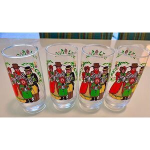 Vintage 1983 Pepsi Christmas Caroling Glass Merry Christmas Holidays Set of 4
